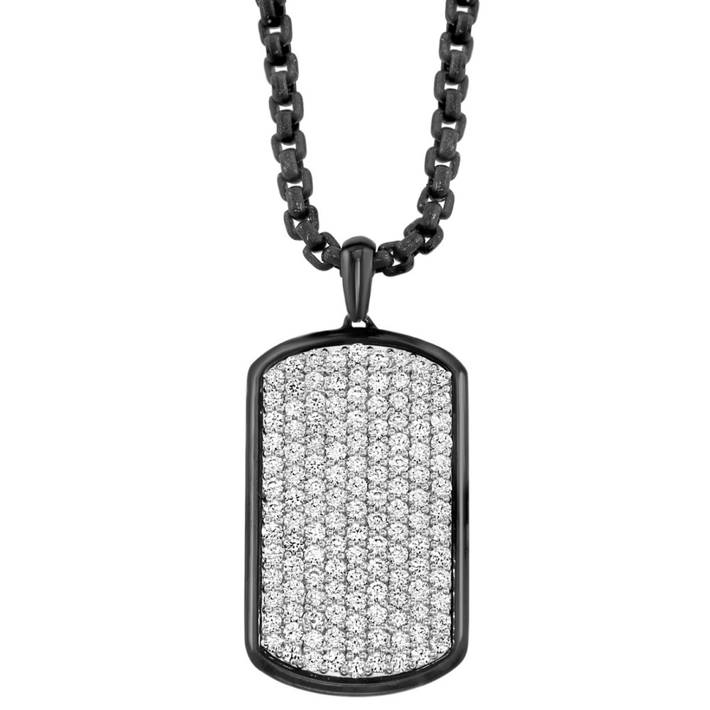 EFFY Men’s Zircon Cluster Dog Tag
